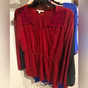 Women’s red long sleeve top